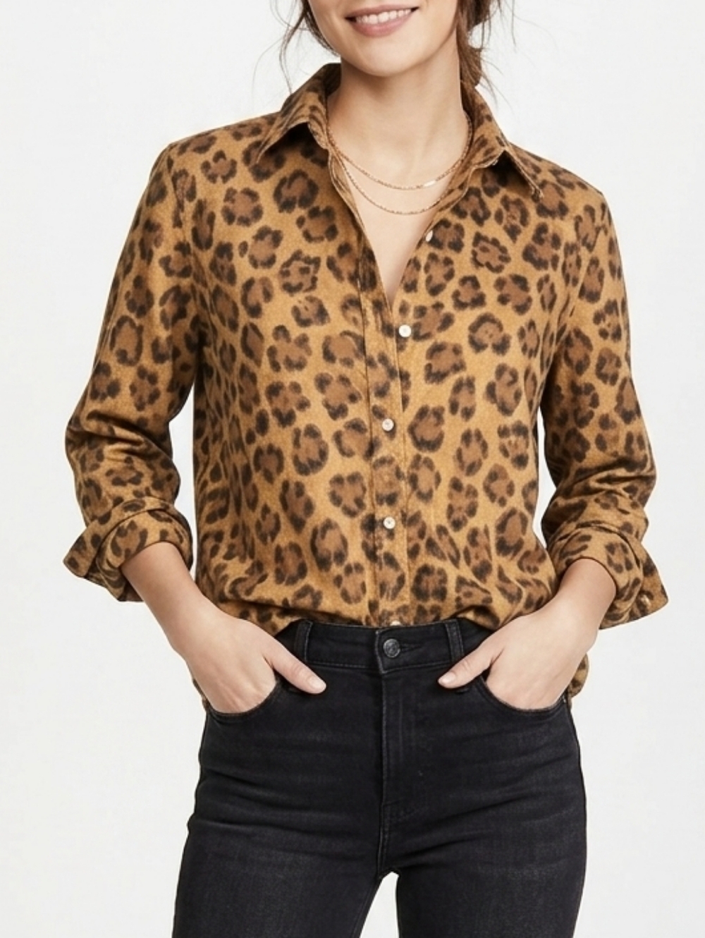 Lauren Ralph Lauren Cotton Animal Print Button Down Urban traveller Blouse
